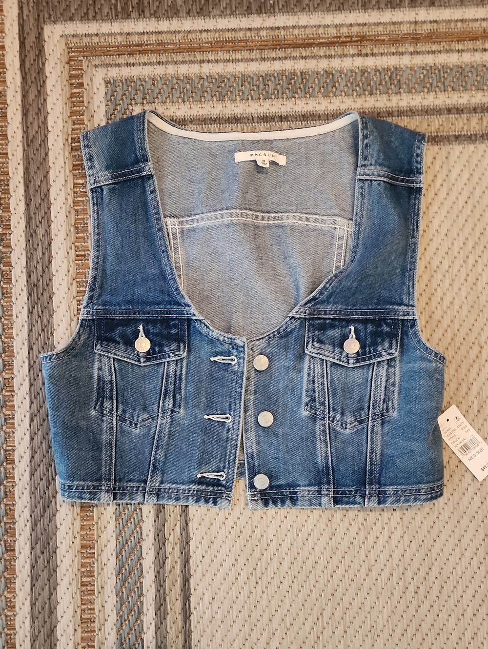 PacSun Blue Denim Cropped Vest